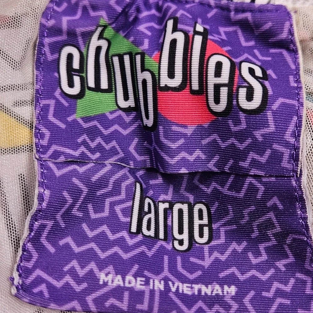 Chubbies Mens Retro Print Swim Trunks Beach Vacation Funky Party Pool Sz L READ